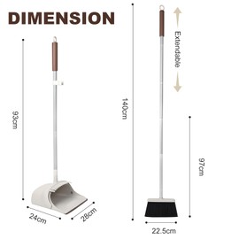 Jekayla 54" Long Handled Broom and Dustpan Set - Perfect Dust Pan and Brush Combo for Efficient Cleaning, Brown and White