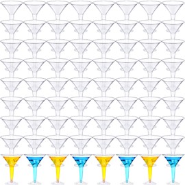 Clear Plastic Martini Glasses 8 oz Disposable Martini Cocktail Glasses Plastic Martini Cup Martini Party Glasses Stackable Stemmed Disposable Glasses for Wine Champagne Outdoor Wedding Picnic (74 Pcs)
