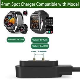 Lamshaw Magnetic USB Replacement Charger Compatible for WalkerFit M6 Ultra, A1, A1 MAX, A1 Pro, F9 PRO, A2 Pro, SW203, SW205, M2 Pro Watch (Black, 4mm Spot Distance)