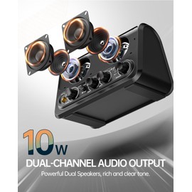 Mini Guitar Amp,LEKATO 10W Portable Electric Guitar Amplifier with Clean & Overdrive Channel,Reverb, and Bluetooth Connectivity (Black-White)