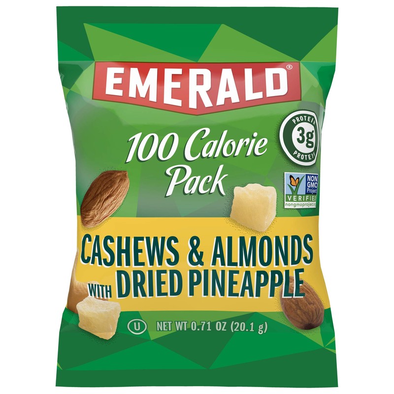 Emerald Nuts Cashews and Almonds with Dried Pineapple 100 Calorie