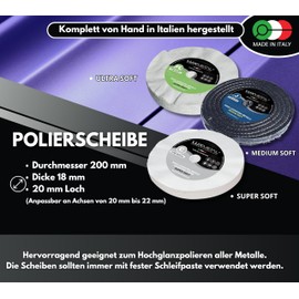 Lux Metal - 3 Polishing Discs 200 mm (FL-C-J) Cotton for Grinding Stand Double Grinder Drill Cordless Screwdriver Angle Grinder Polishing Disc for Polishing Metal Aluminium Stainless Steel for