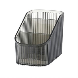 DASITON Make Up Organiser, Cosmetic Organiser with 3 Compartments, Acrylic Cosmetic Storage with Large Capacity, Dressing Table Organiser for Brushes, Eyeliners, Lipstick and Skincare (Black S)