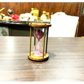 Crafts Vintage Hourglass Sand Timer, 1 Minute Decorative Wooden Sandglass, Sand Clock Watch Pink Sand Hourglass Clock for Office Home Decor Gift Brown
