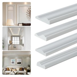 Glossy Peel and Stick Panels Molding Trim, Flexible Chair Rail Classic Wall Trim, Self-Adhesive Wall Paneling Strip for Home Decoration(Paintable White 10ft*1.6in)