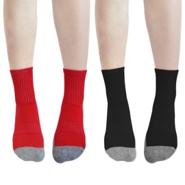 EQLEF Grip Socks Football Kids, Anti-slip Sport Socks Breathable Anti-blister Comfortable Soccer Socks Boys Girls Rugby Grip Socks for Running Basketball and Hiking (Black and red)