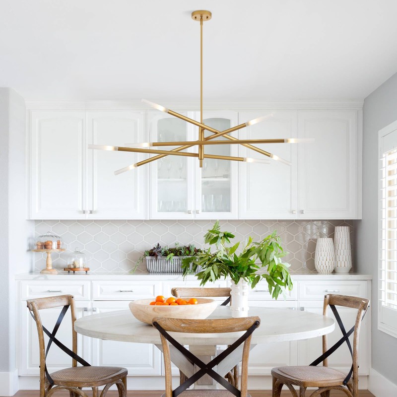VANZARLA Modern Sputnik Chandelier for Entryway, Industrial Gold Pendant Lighting,