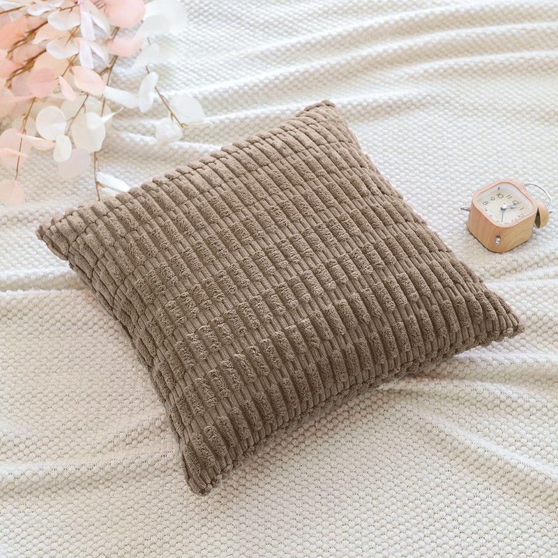 OTOSTAR Corduroy Decorative Throw Pillow Covers 22x22 Inch Super Soft