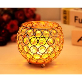 Yosooo Crystal Tea Light Candle Holders Wedding Home Party Office Table Decor Table Centerpieces(8cm-Silver)