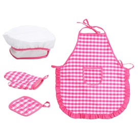 Huipalon Kids Aprons Set Kids Chef Outfit with Toddler Apron, Chef Hat,Cooking Mitt and Heat Resistant Pad Kid Aprons for Cooking Baking Painting