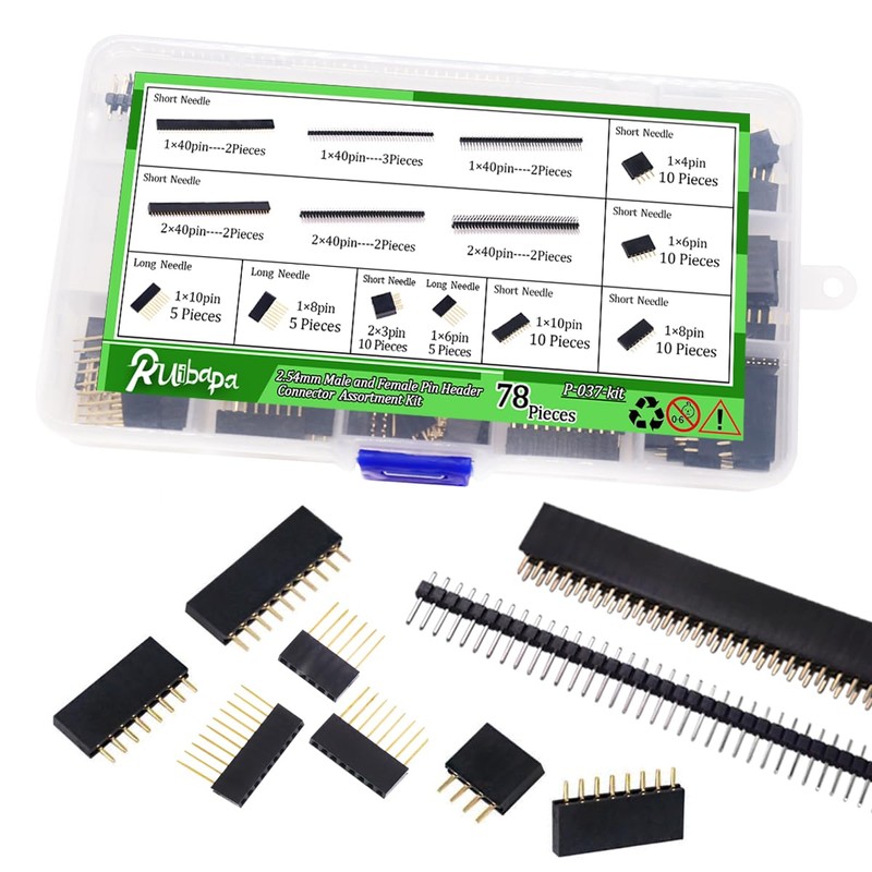 Ruibapa 78 PCS 2.54mm Male and Female Pin Header Connector