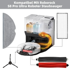 Alloytool 20 St1ck Zubeh?rset f1r Roborock S8 Pro Ultra Staubsauger, Ersatzteile Enth?lt 2 Hauptb1rste 4 HEPA-Filter 4 Wischt1cher 4 Staubbeutel 6 Seitenb1rsten