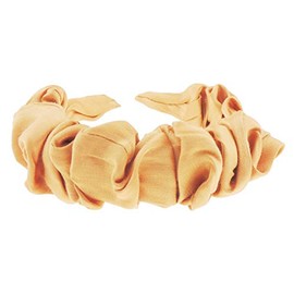 Ladies Ruched Gathered Shimmer Organza Satin Covered Headband Alice Band (Gold)