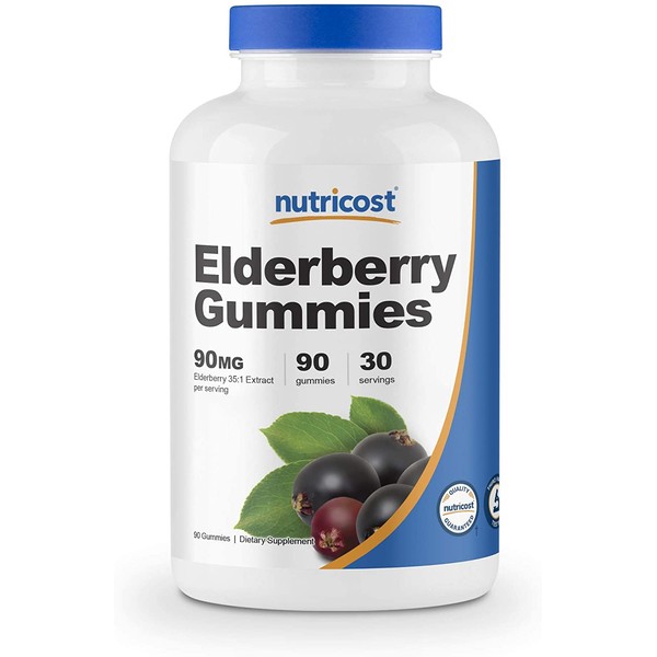 Nutricost Elderberry Gummies with Vitamin C & Zinc 90 Gummies - Gluten Free, Vegetarian