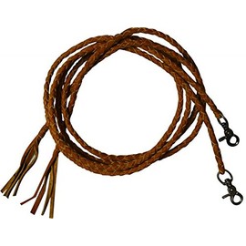 Showman 6.5 ' Long Leather Braided Split Reins with Scissor Snap Ends. Color Chocie (Light Oil)