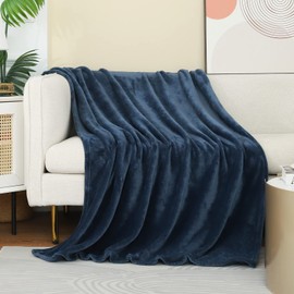 Dark Dusty Blue Stone Blue Throw Blanket Flannel Fleece Throw Size 50 by 60 Inches for Couch Sofa Bed 280GSM,Super Soft Plush Cozy and Luxury Warm Bed Blanket for All Season