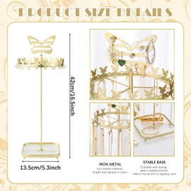 Chris.W Butterfly Necklace Holder, Rotating Jewelry Organizer Stand with Tray, Necklace Hanging Display Stand, Jewelry Hanger Display Rack for Necklace Hanging Bracelet Earring Display Jewelry Tree