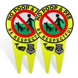 2 Pieces 13.8 x 7.8 Inches No Pooping Dog Signs with Stake Glow in The Dark, Be Respectful Sign for Stopping the Dog from Pooping or Peeing on the Lawn (yellow)