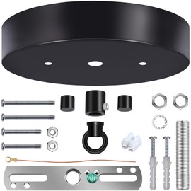 MAYOMAJO 5-1/8 Inches Light Canopy Kit with Heavy Duty Replacement Ceiling Cover Plate & Mounting Hardware for Lighting Fixtures Chandelier Pendant Lamp or DIY Project (Black)