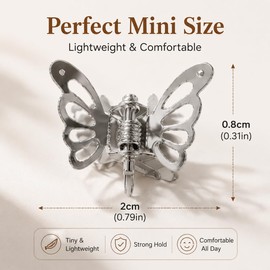 40 Pcs Small Butterfly Hair Clips for Hair, Silver Mini Hollow Metal Claw Clips Strong Hold Non-Slip Alloy Hair Accessories for Women