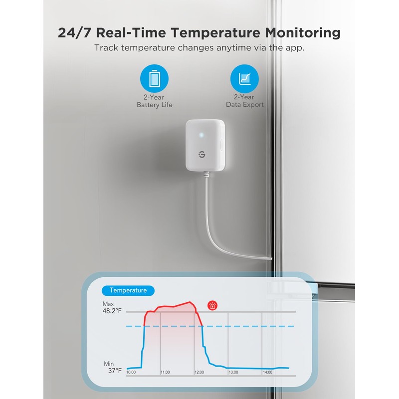 GoveeLife WiFi Refrigerator Thermometer with Alarm, Wireless Digital Freezer Temperature