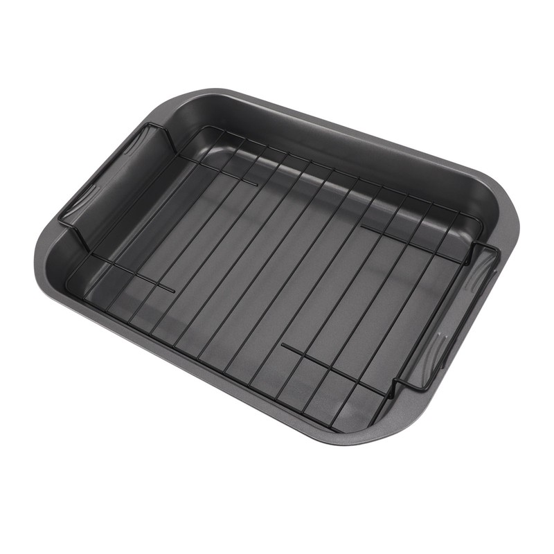 Roast Pan with Rack Rectangle Broiling Pan Carbon Steel Iron