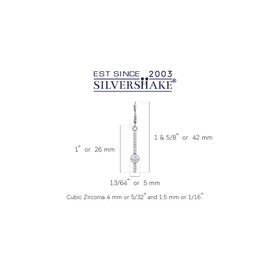Silvershake Round Shape Cubic Zirconia White Gold Plated 925 Sterling Silver Minimalist Long Journey Vertical Bar Fashion Leverback Dangle Earrings April Gemstone Birthstone Jewelry for Women,