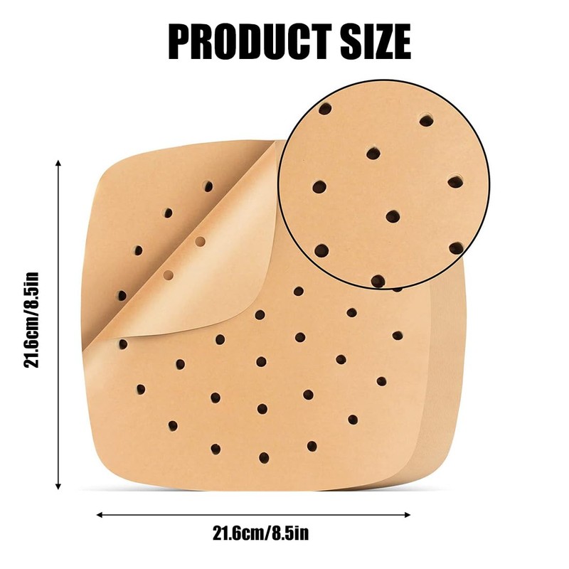 Pack of 200 Baking Paper Hot Air Fryer, Non-Stick Perforated