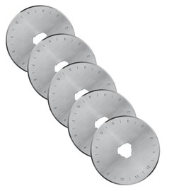 45mm Rotary Cutter Blades, Replacement Blades, Fits Fiskars,OLFA,Martelli,Dremel,Truecut,DAFA, SKS-7,Fabric Cutting Blades Refill for Quilting Scrapbooking Sewing Arts &Crafts, 45mm, 5 Pack(Silver)