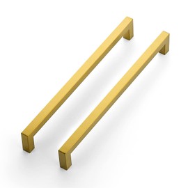 Ravinte 12 Pack 10 Inch Kitchen Square Cabinet Handles Dresser Pulls Brushed Brass Drawer Pulls Kitchen Cabinet Hardware for Cupboard Drawer Handles
