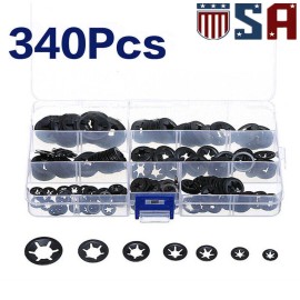 Unbranded Starlock Washers Push On Lock Star Tooth Grab Fastener Clips Lock Set US 340Pcs