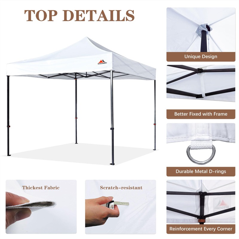 SCOCANOPY Commercial 10x10 Replacement Canopy Top,Canopy Cover ONLY,Bonus 4 Pack