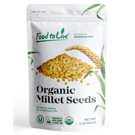 Food to Live Organic Hulled Millet, 1 Pound - Whole Grain Seeds, Non-GMO, Kosher, Raw, Bulk, Product of the USA