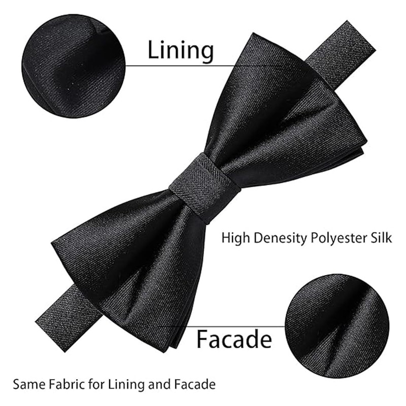 JRYXDS Men's Bow Tie, Black, Elegant Bow Tie, Classic Plain