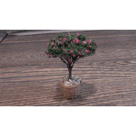 Bush 3" Mini Potted Pink Flowering Tree for Dollhouse Fairy Gardens & Villages #105