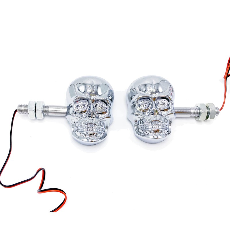 PerfecTech Motorcycle 10mm Screw Skull Head LED Amber Turn Signal