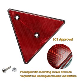 Woola Set of 2 Red Pendant Reflector Triangle Reflectors for Screws, Standard Rear Reflectors for Trailer Rear, Triangle Rear Reflector Right Left, Rear Light Hanger Triangle