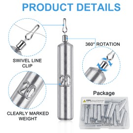 Drop Shot Weights Fishing Sinkers 25pcs Lead Drop Saltwater Fishing Weight Freshwater Drift Sinker Free Rig Fishing Weight Bass Rig Cylinder Removable Catfishing (3/4oz 25 pcs)