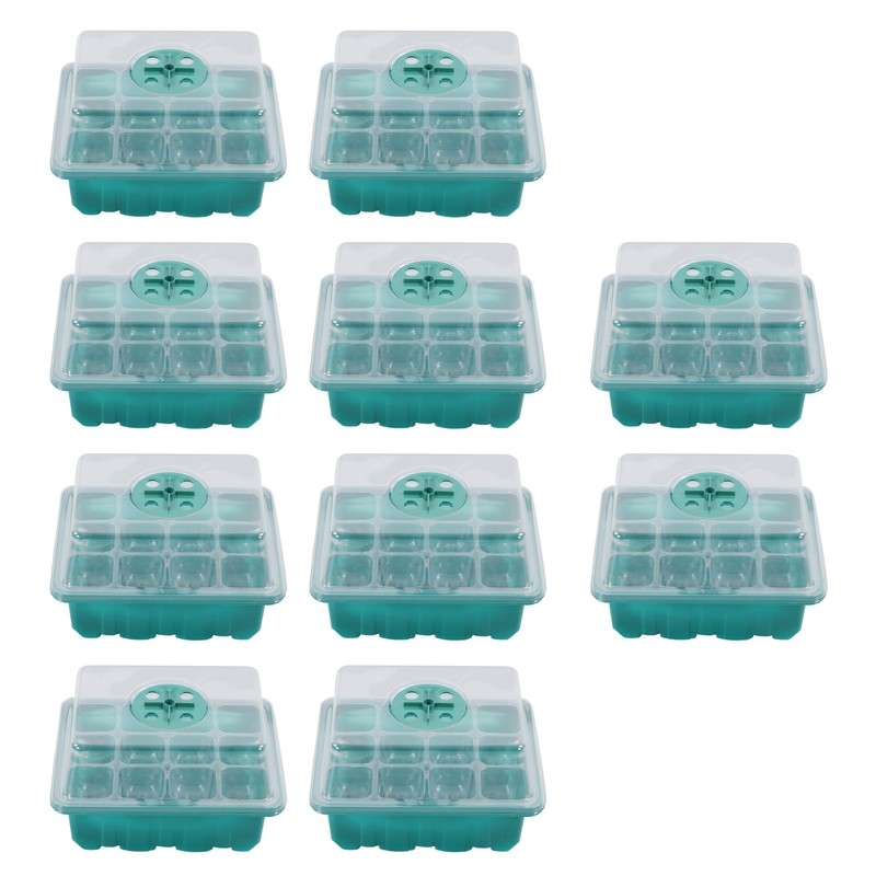 10Pcs Seedling Trays 12 Hole Transparent Adjustable Ventilated Seedling Starter