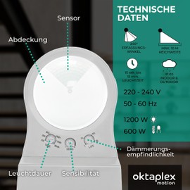 Oktaplex Don Outdoor Motion Sensor Set of 2 White
