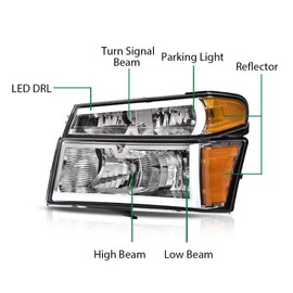 CROSSDESIGN LED DRL Headlight Assembly w/Bumper Lights Compatible with 2004-2012 Chevy Colorado & GMC Canyon/Fit 2006 Isuzu i-280 i-350/2007-2008 Isuzu i-290 i-370