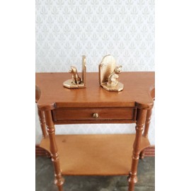 Island Crafts Dollhouse Miniature Kitty Cat Bookends Metal Gold Finish 1:12 Scale Accessory