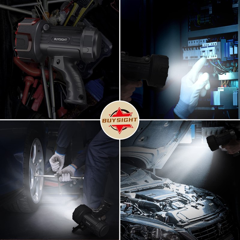 BUYSIGHT Rechargeable Spotlight Flashlight,1000,000 lumens Hand held Spotlight Waterproof Flashlight