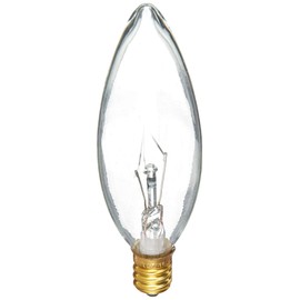 KOR (Pack of 12 CTC Clear Candelabra Base (E12) Straight Torpedo Tip 120V Incandescent Chandelier Light Bulbs (40)