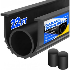 Holikme Garage Door Seals Bottom Rubber, Flexible EPDM Garage Door Seal, Garage Door Weather Stripping Kit Seal Strip Replacement, 5/16 Inch T-End, 4 1/8 Inch Width (22Ft, Black)