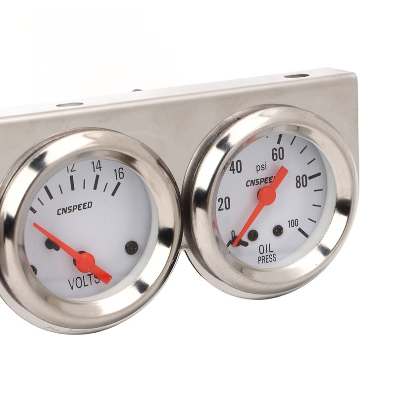 52mm Car Triple Gauge Kit White Dial 12V Oil Pressure