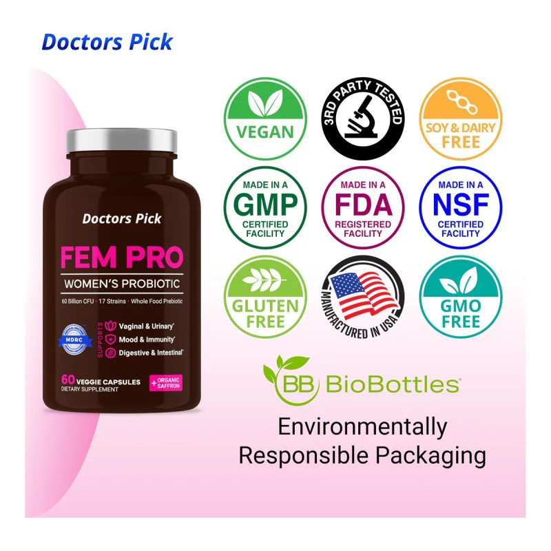 Doctors Pick Fem Pro Probiticos Mujer 60 Cpsulas Veganas