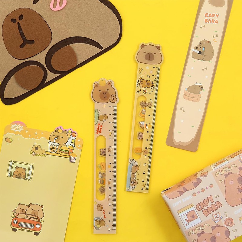 15CM Cute Capybara Straighter Ruler, 2Pcs Plastic Clear Capybara Straighter