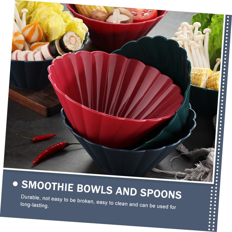 Mikinona Smoothie Bowls and Spoons 4pcs Cutlery Plates Bowl Straw