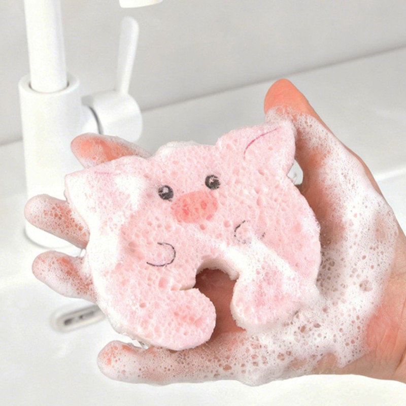 4 Pcs Cleaning Sponges, Cute Animal (Pig, Dog, cat, Panda)